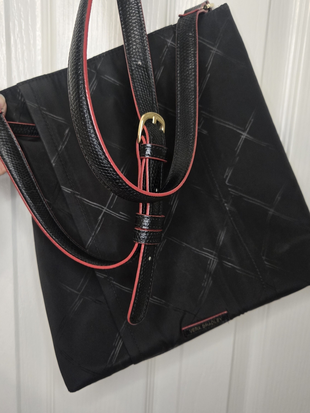 Vera Bradley Black Cross Body Bag with Red Trim
